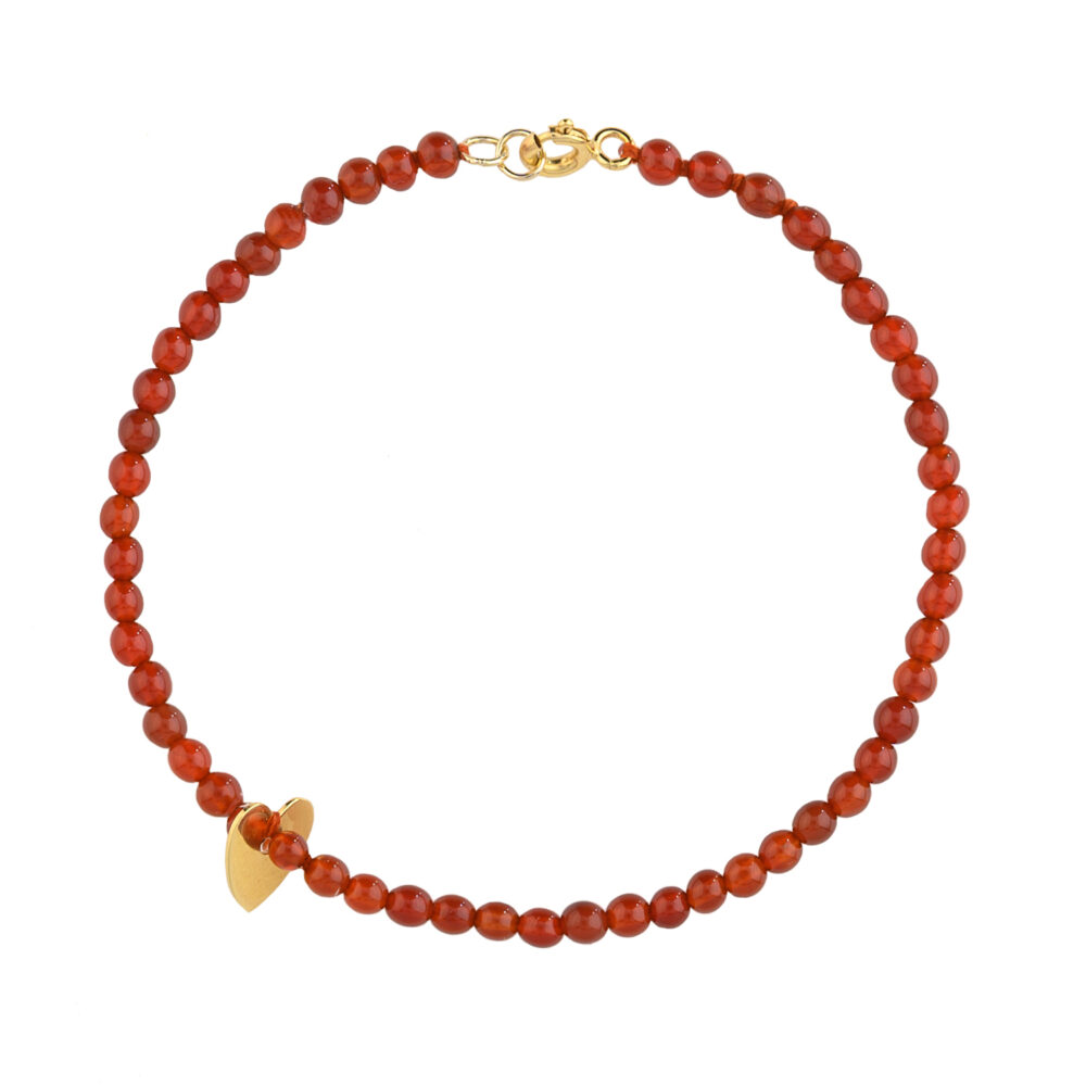 bracciale pietra agata rossa - cuore
