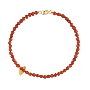 bracciale pietra agata rossa - cuore