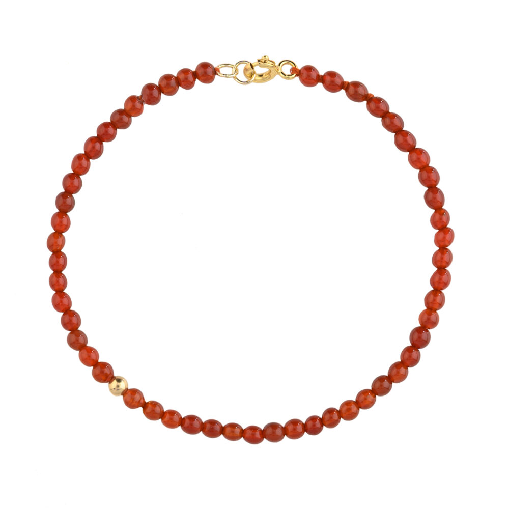 bracciale pietra agata rossa - pallina