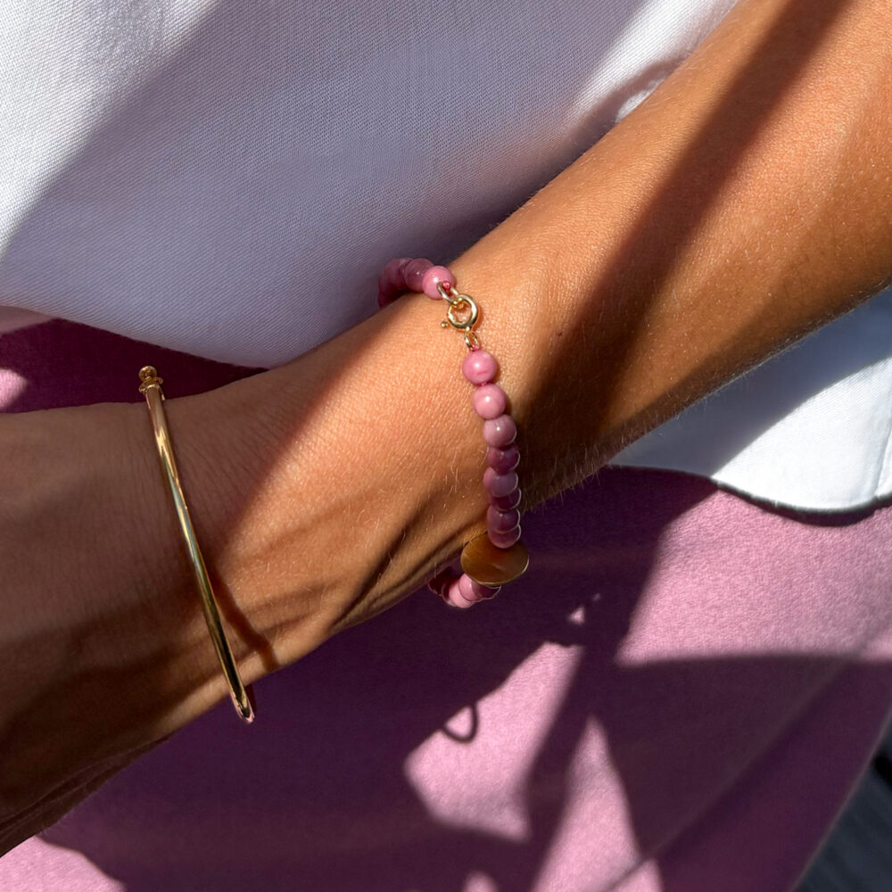 bracciale pietra rodonite - tondino