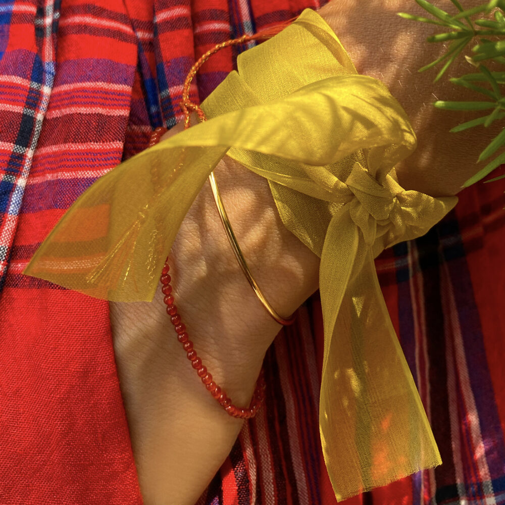 nastrino chiffon seta - ocra