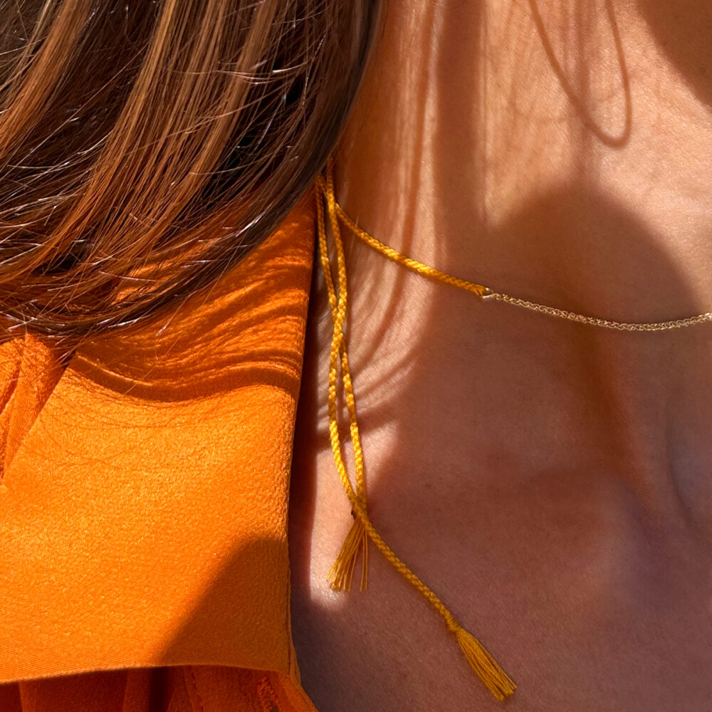 collana treccia cordino - arancio