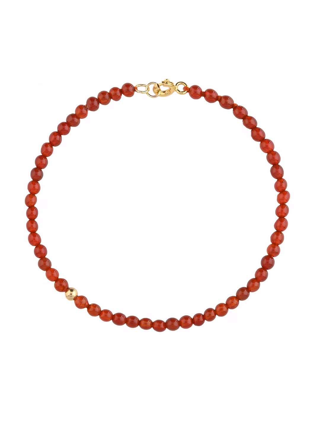 BRACCIALE PIETRE AGATA ROSSA PALLINA ORO
