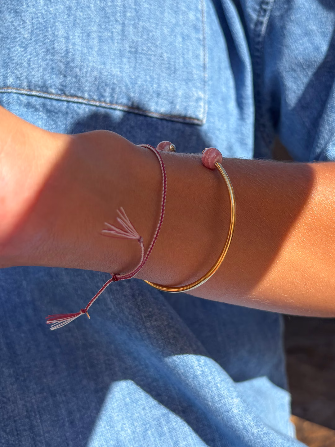 bracciale rigido open - rodocrosite