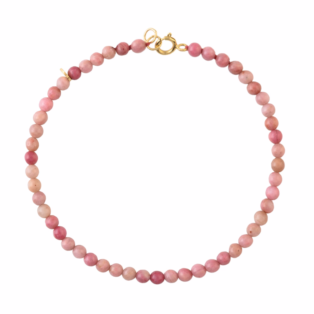 Bracciale pietra Rodonite, all’interno è inserito un charm medaglietta “me” in oro