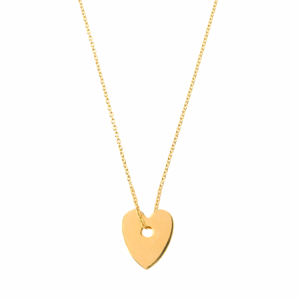 Collana catenella sottile in oro giallo 9 carati placcata oro giallo 18 carati, sulla catenina scorre un charm cuore.
