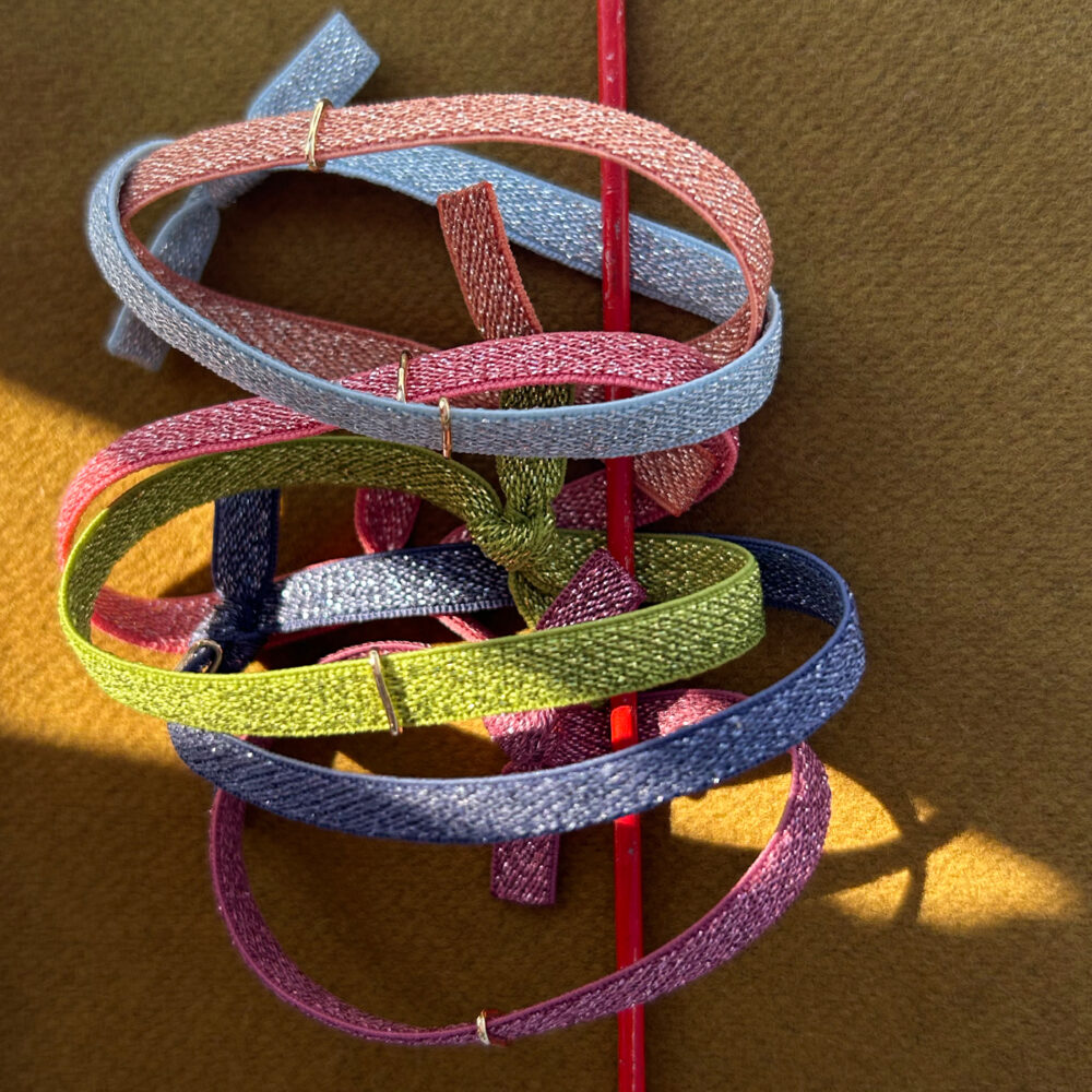 bracciale stretch lurex - pesca
