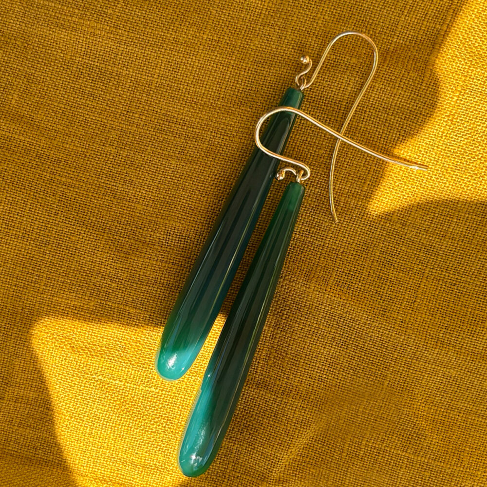 orecchino arabesque goccia - agata verde